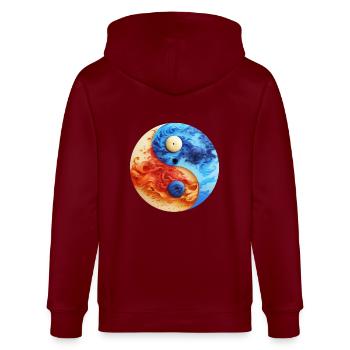 Yin Yang - Stanley/Stella CULTIVATOR  Unisex Organic Hooded Jacket - burgundy - Back - Anna (173cm)