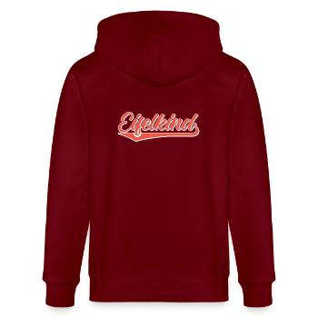 Eifelkind Eifel Liebe Heimat Shirt Design - Stanley/Stella Unisex Bio-Kapuzenjacke CULTIVATOR  - Burgunderrot - Hinten - Anna (173cm)