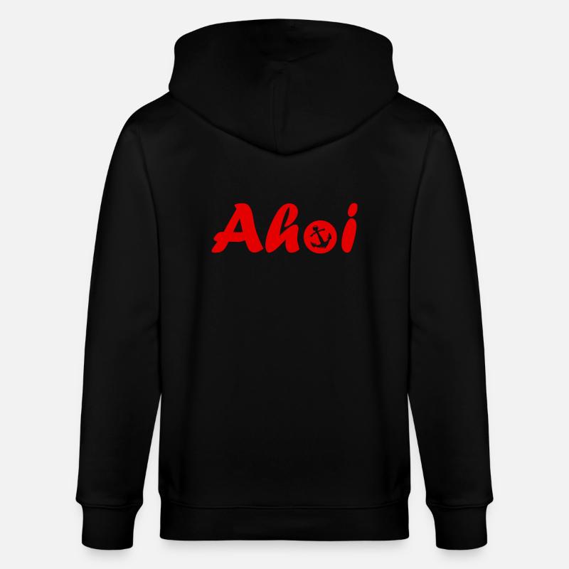lettrage Ahoy avec ancre rouge - Veste à capuche bio CULTIVATOR Stanley/Stella Unisexe - noir