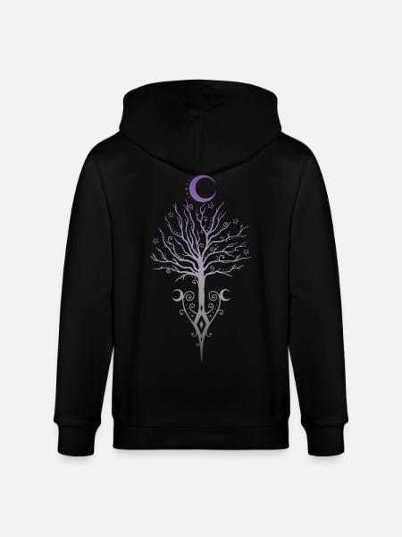 Occult Moon Tree Dark Autumn - Stanley/Stella CULTIVATOR  Unisex Organic Hooded Jacket - black