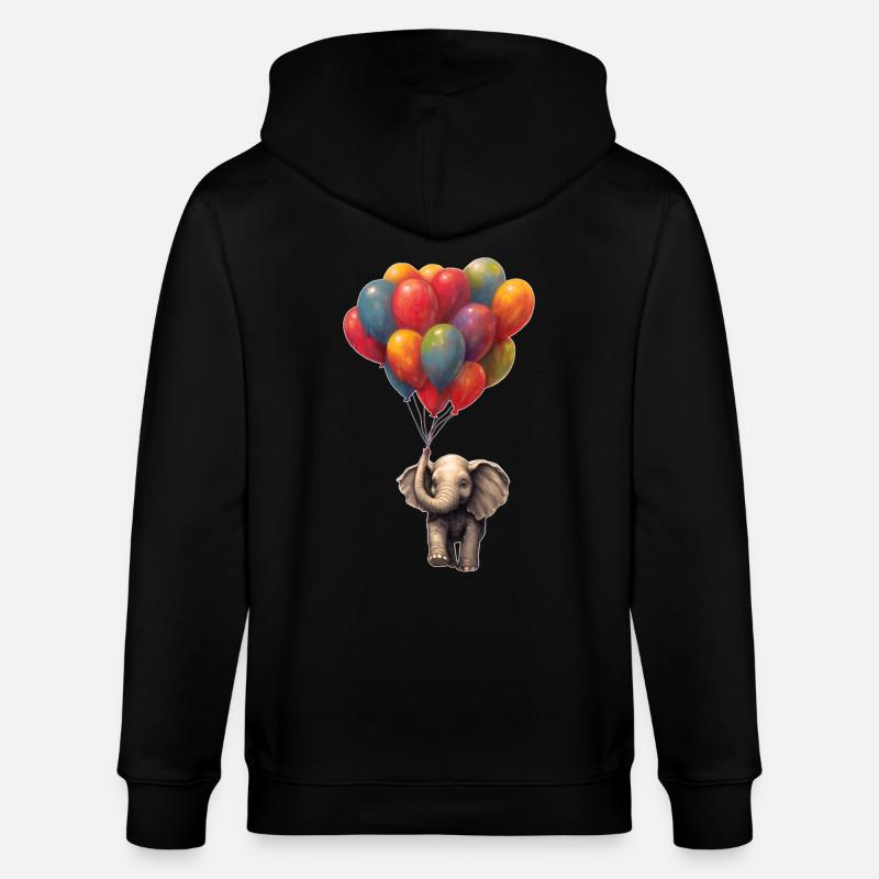 Eléphant avec ballon - Veste à capuche bio CULTIVATOR Stanley/Stella Unisexe - noir