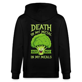La mort dans mon métal mais pas dans mes repas - Vegan - Veste à capuche bio CULTIVATOR Stanley/Stella Unisexe - noir - Dos - Anna (173cm)