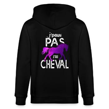 J'peux pas j'ai cheval cadeau humour équitation - Veste à capuche bio CULTIVATOR Stanley/Stella Unisexe - noir - Dos - Anna (173cm)