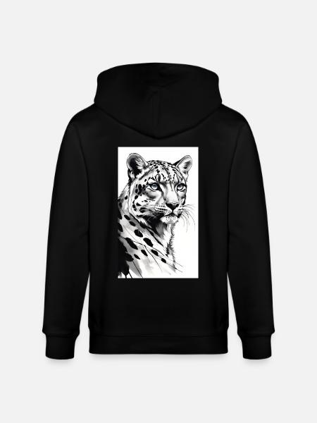 Schneeleopard | Leopard | Raubtier - Stanley/Stella Unisex Bio-Kapuzenjacke CULTIVATOR - Schwarz