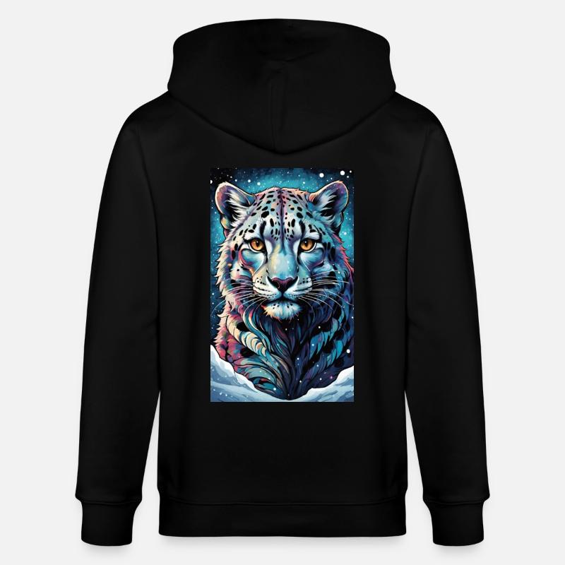 Schneeleopard | Leopard | Raubtier - Stanley/Stella Unisex Bio-Kapuzenjacke CULTIVATOR - Schwarz