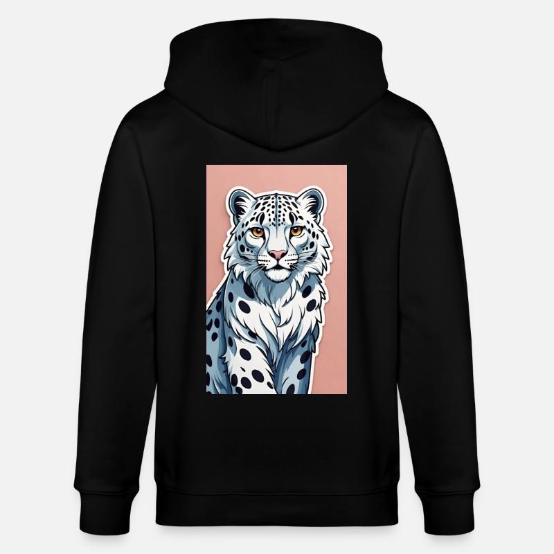 Snow Leopard | Leopard | Predator - Stanley/Stella CULTIVATOR  Unisex Organic Hooded Jacket - black