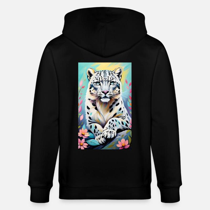 Schneeleopard | Leopard | Raubtier - Stanley/Stella Unisex Bio-Kapuzenjacke CULTIVATOR  - Schwarz
