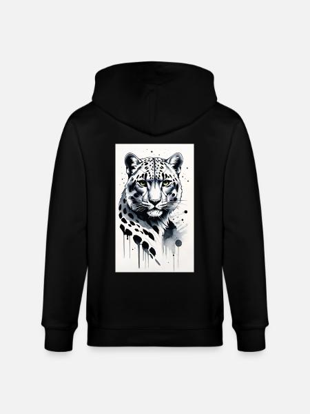 Schneeleopard | Leopard | Raubtier - Stanley/Stella Unisex Bio-Kapuzenjacke CULTIVATOR  - Schwarz