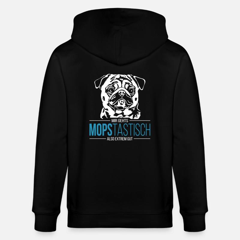MOPSTASTISCH Mops - Stanley/Stella Unisex Bio-Kapuzenjacke CULTIVATOR  - Schwarz