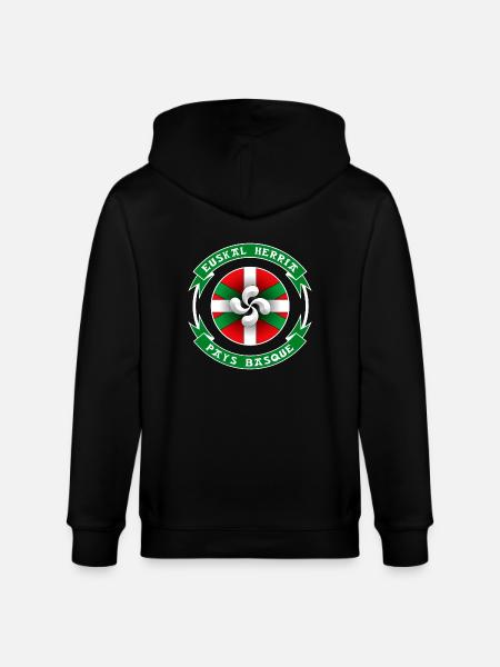 Pays Basque - Euskal Herria - Veste à capuche bio CULTIVATOR Stanley/Stella Unisexe - noir