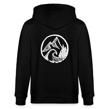 Logo Berge, Wald & Welle - Stanley/Stella Unisex Bio-Kapuzenjacke CULTIVATOR  - Schwarz - Hinten - Anna (173cm)