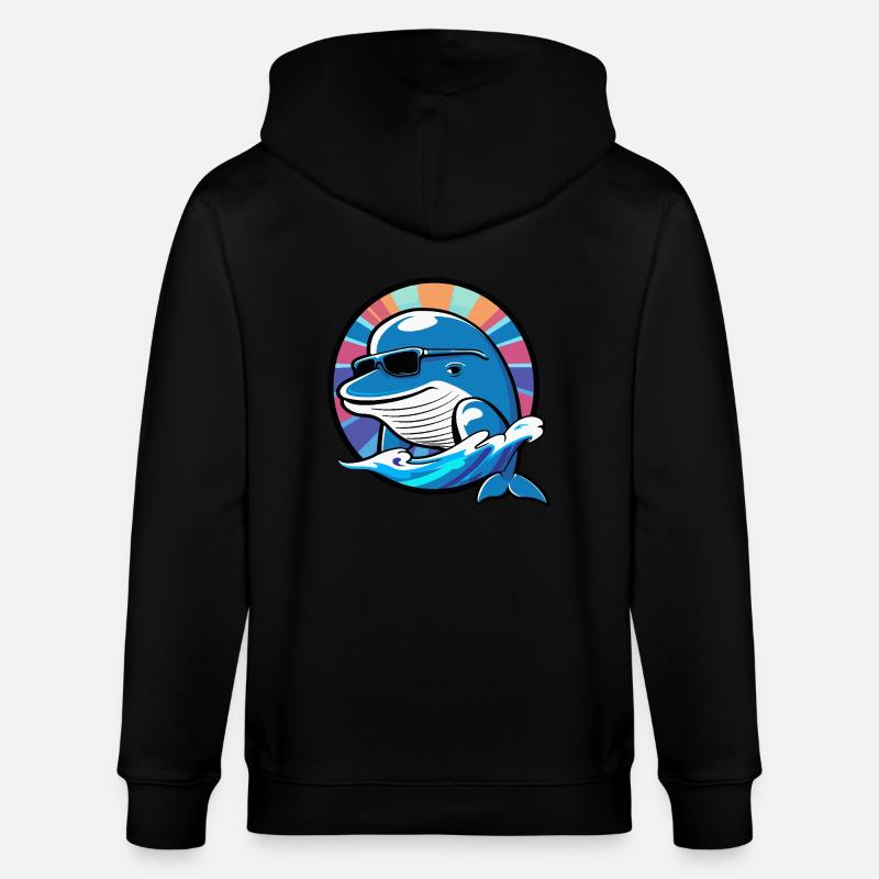 Whale Cool Comic - Stanley/Stella CULTIVATOR Unisex Organic Hooded Jacket - black