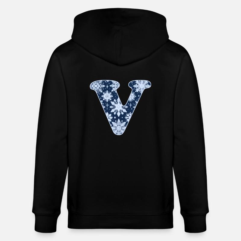 Buchstabe V Schneeflocken - Stanley/Stella Unisex Bio-Kapuzenjacke CULTIVATOR  - Schwarz