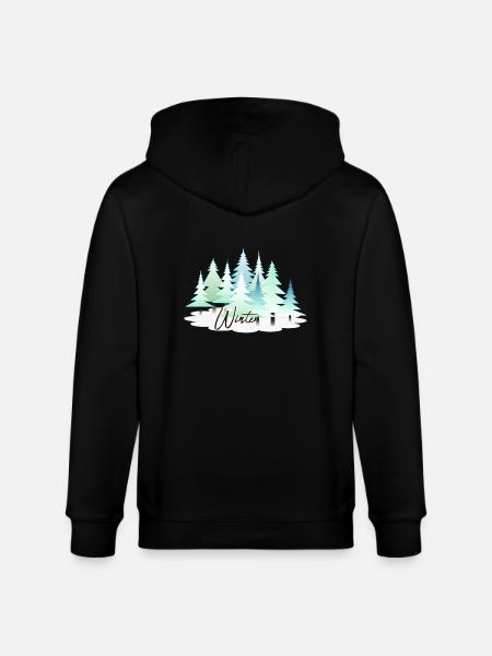 Winter Winter Landscape Snow Firs - Stanley/Stella CULTIVATOR Unisex Organic Hooded Jacket - black