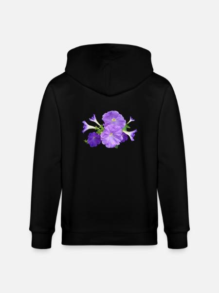 petunia petunia kwiaty kwiaty ogrodowe - Ekologiczna rozpinana bluza z kapturem typu unisex Stanley/Stella CULTIVATOR  - czarny