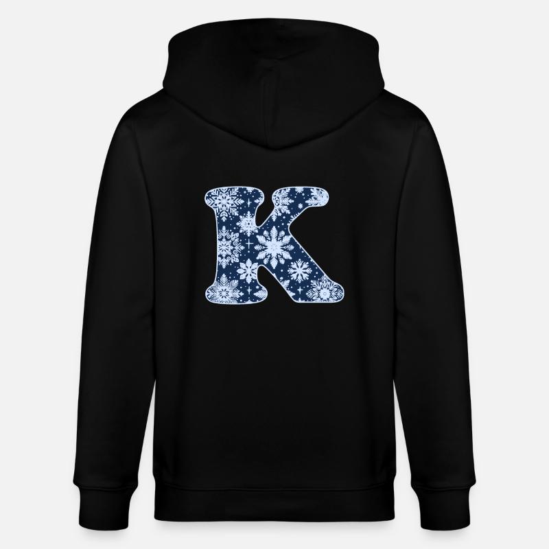 Buchstabe K Schneeflocken - Stanley/Stella Unisex Bio-Kapuzenjacke CULTIVATOR  - Schwarz