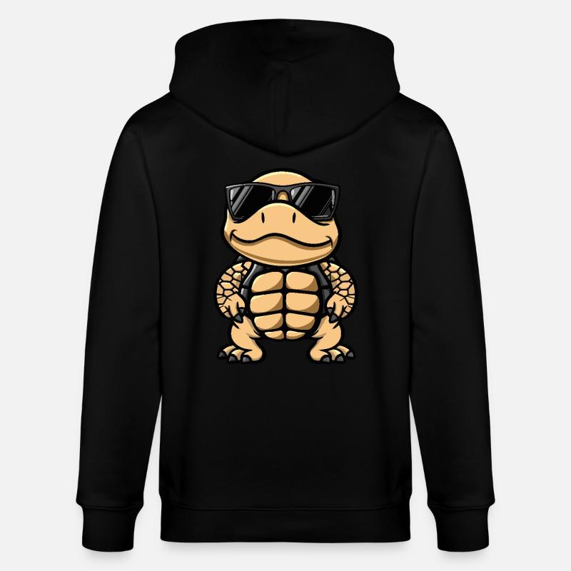 Schildkröte Cool Comic - Stanley/Stella Unisex Bio-Kapuzenjacke CULTIVATOR  - Schwarz