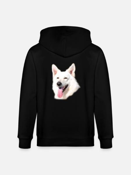 Weißer Schäferhund - Stanley/Stella Unisex Bio-Kapuzenjacke CULTIVATOR  - Schwarz