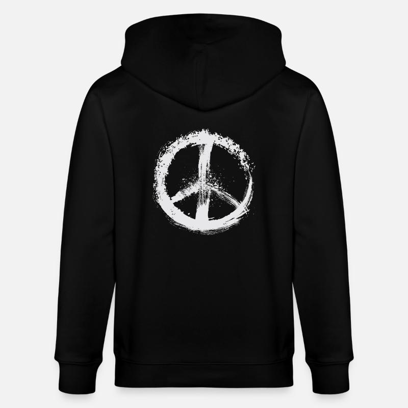 Symbole de paix blanc - Veste à capuche bio CULTIVATOR Stanley/Stella Unisexe - noir
