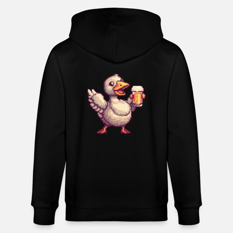 Gans Bier Pixel - Stanley/Stella Unisex Bio-Kapuzenjacke CULTIVATOR  - Schwarz