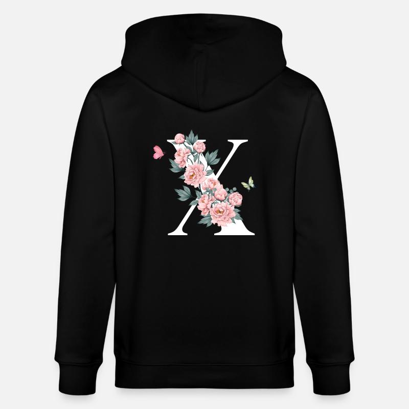 Lettre x fleurs rose - Veste à capuche bio CULTIVATOR Stanley/Stella Unisexe - noir