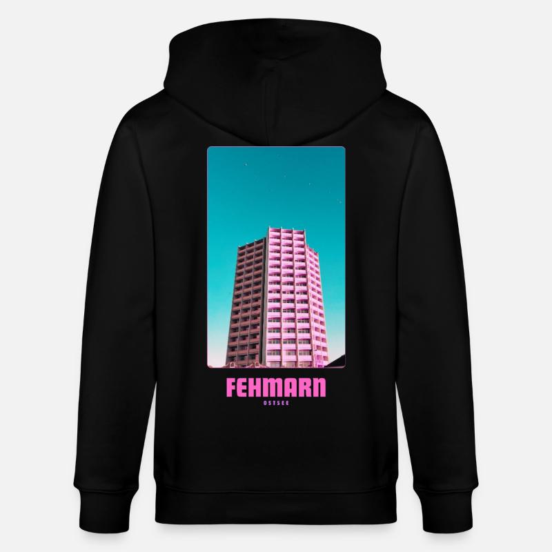 Fehmarn _ Ostsee  - Stanley/Stella Unisex Bio-Kapuzenjacke CULTIVATOR  - Schwarz