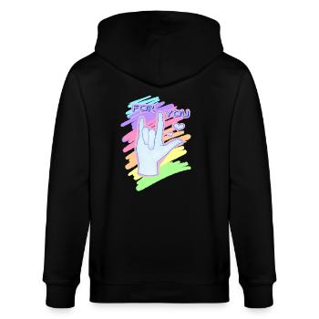 For You "I Love You" - Stanley/Stella Unisex Bio-Kapuzenjacke CULTIVATOR  - Schwarz - Hinten - Anna (173cm)