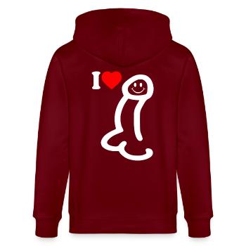 I love cock - Stanley/Stella Unisex Bio-Kapuzenjacke CULTIVATOR  - Burgunderrot - Hinten - Anna (173cm)