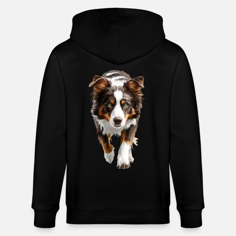 Australischer Schäferhund - Stanley/Stella Unisex Bio-Kapuzenjacke CULTIVATOR  - Schwarz