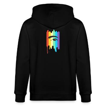 LGBT Regenbogen Gesicht - Stanley/Stella Unisex Bio-Kapuzenjacke CULTIVATOR  - Schwarz - Hinten - Anna (173cm)