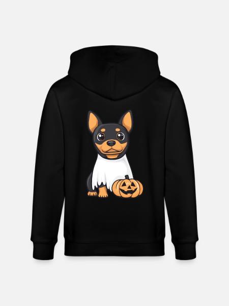 Dobermann Hund Halloween Comic Geist - Stanley/Stella Unisex Bio-Kapuzenjacke CULTIVATOR  - Schwarz