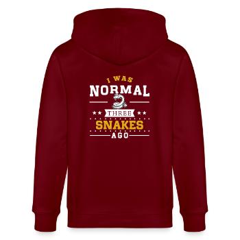 Three Snakes Ago - Stanley/Stella Unisex Bio-Kapuzenjacke CULTIVATOR  - Burgunderrot - Hinten - Anna (173cm)