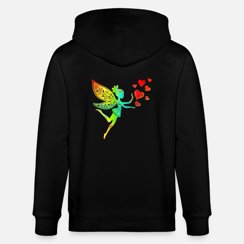 Fee Elfe Herzen Valentinstag Geschenkidee Liebe - Stanley/Stella Unisex Bio-Kapuzenjacke CULTIVATOR  - Schwarz