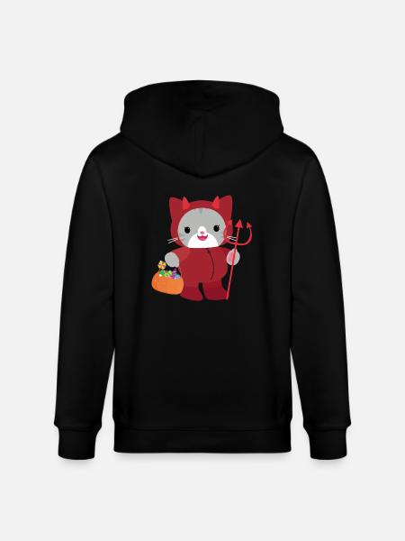 Chat d’Halloween Diable Rouge. Kawai - Veste à capuche bio CULTIVATOR Stanley/Stella Unisexe - noir