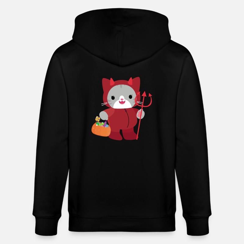 Chat d’Halloween Diable Rouge. Kawai - Veste à capuche bio CULTIVATOR Stanley/Stella Unisexe - noir