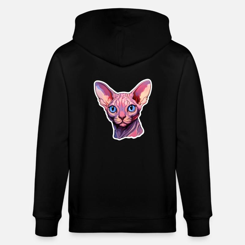 Tête de chat Sphynx - Veste à capuche bio CULTIVATOR Stanley/Stella Unisexe - noir