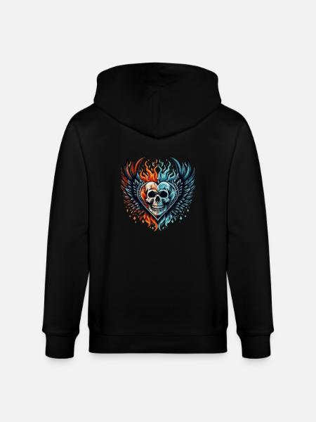 Heart Skull - Stanley/Stella CULTIVATOR Unisex Organic Hooded Jacket - black