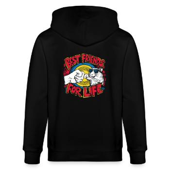 Tierische Freundschaft für Hamsterfans - Stanley/Stella Unisex Bio-Kapuzenjacke CULTIVATOR  - Schwarz - Hinten - Anna (173cm)