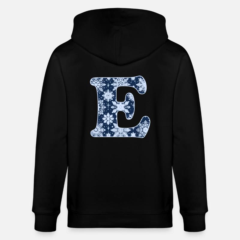 Buchstabe E Schneeflocken - Stanley/Stella Unisex Bio-Kapuzenjacke CULTIVATOR  - Schwarz