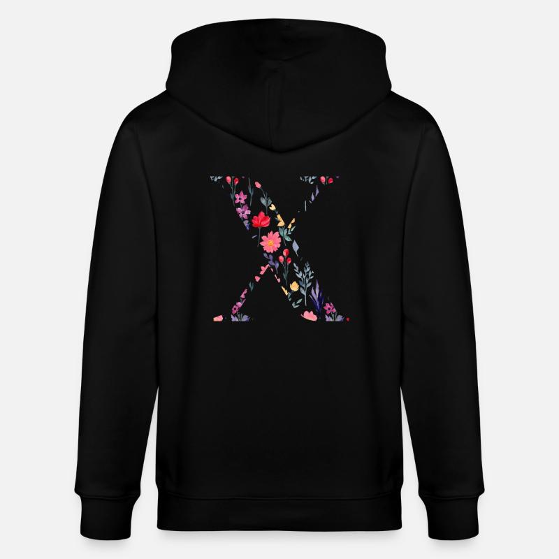 Personalisierter Blumenbuchstabe x - Geschenkidee - Stanley/Stella Unisex Bio-Kapuzenjacke CULTIVATOR - Schwarz