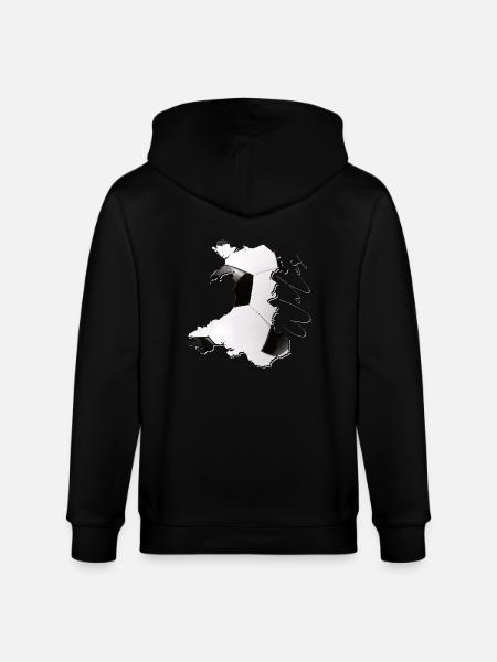 Wales kart rammer ekte fotball EN - Stanley/Stella CULTIVATOR økologisk unisex hettejakke - svart