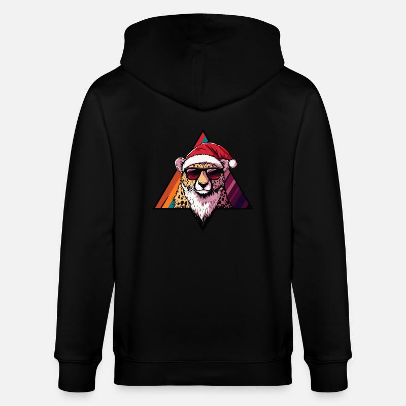Guépard Noël cool - Veste à capuche bio CULTIVATOR Stanley/Stella Unisexe - noir