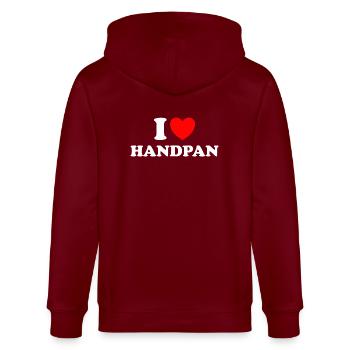 Ich Liebe Handpans I love Handpan - Stanley/Stella Unisex Bio-Kapuzenjacke CULTIVATOR  - Burgunderrot - Hinten - Anna (173cm)
