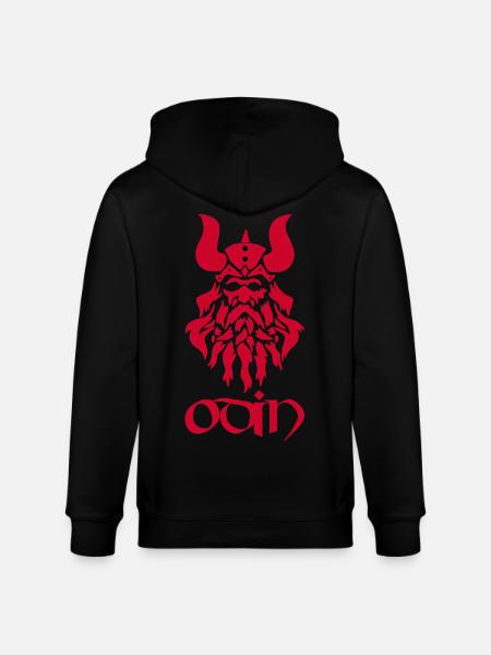 Nordisk Gud Odin (rød) - Stanley/Stella økologisk unisex-hættejakke CULTIVATOR - sort