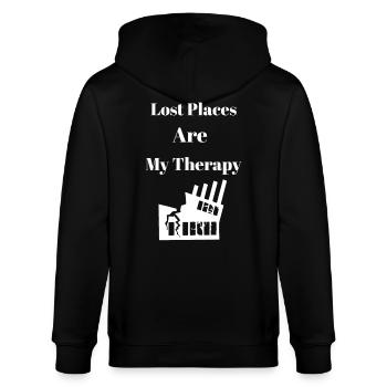 Les lieux perdus sont ma thérapie – Chemise Urban Explorer - Veste à capuche bio CULTIVATOR Stanley/Stella Unisexe - noir - Dos - Anna (173cm)