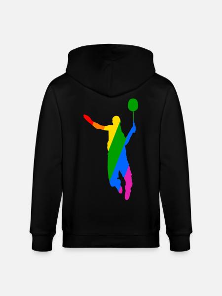Rainbow Badminton Tennis Design - Stanley/Stella CULTIVATOR  Unisex Organic Hooded Jacket - black