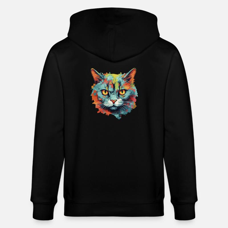 Cat - Stanley/Stella CULTIVATOR  Unisex Organic Hooded Jacket - black