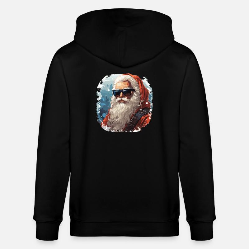 Weihnachtsmann - Illustration - Stanley/Stella Unisex Bio-Kapuzenjacke CULTIVATOR  - Schwarz