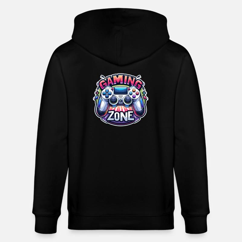 Gaming Zone - Controller Illustration - Stanley/Stella CULTIVATOR Unisex Organic Hooded Jacket - black