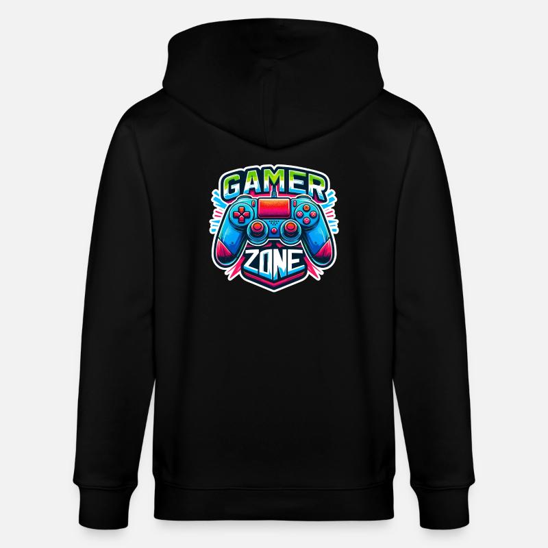 Gamer Zone - Controller Illustration - Stanley/Stella CULTIVATOR  Unisex Organic Hooded Jacket - black